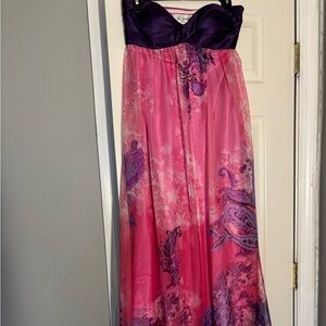 La Femme Pink and Purple Maxi A-Line Skirt Resort Wear